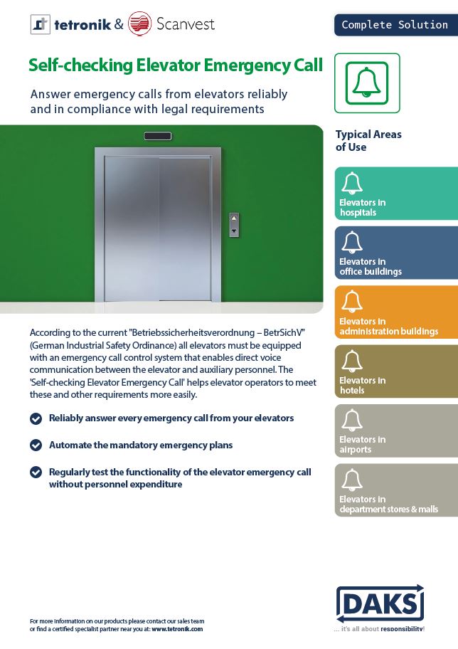 Product Info Flyer Self-checking Elevator Emergency Call