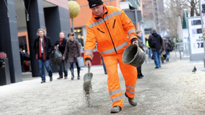 BSR employee performing winter road maintenance