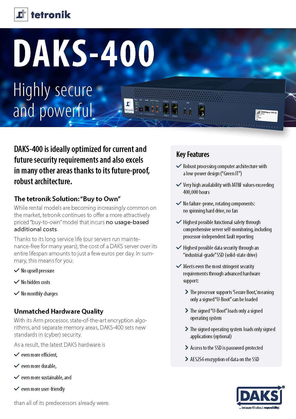 Preview image data sheet DAKS-400 hardware