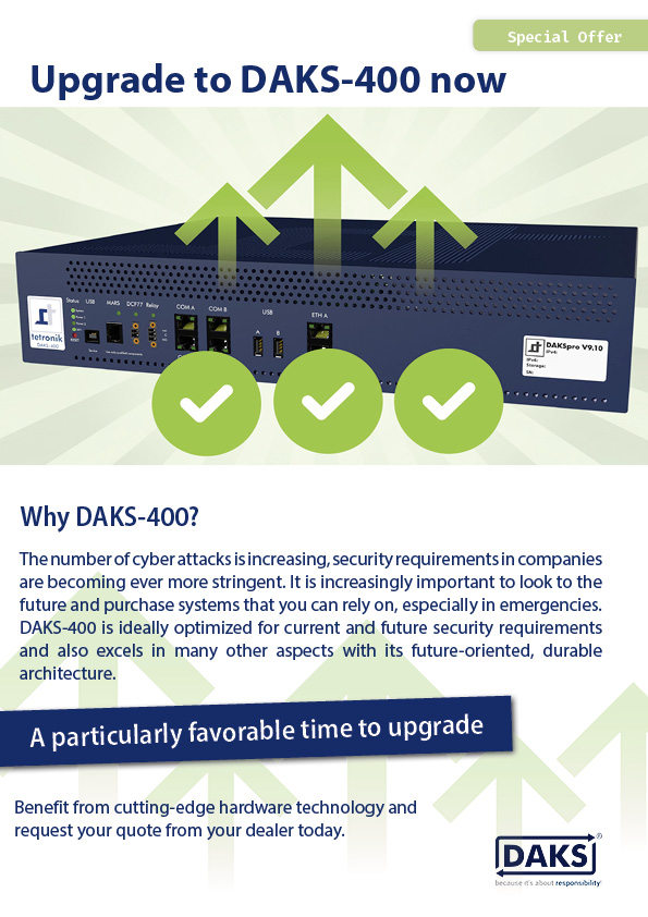 Preview image special offer info flyer Upgrade to DAKS-400 now