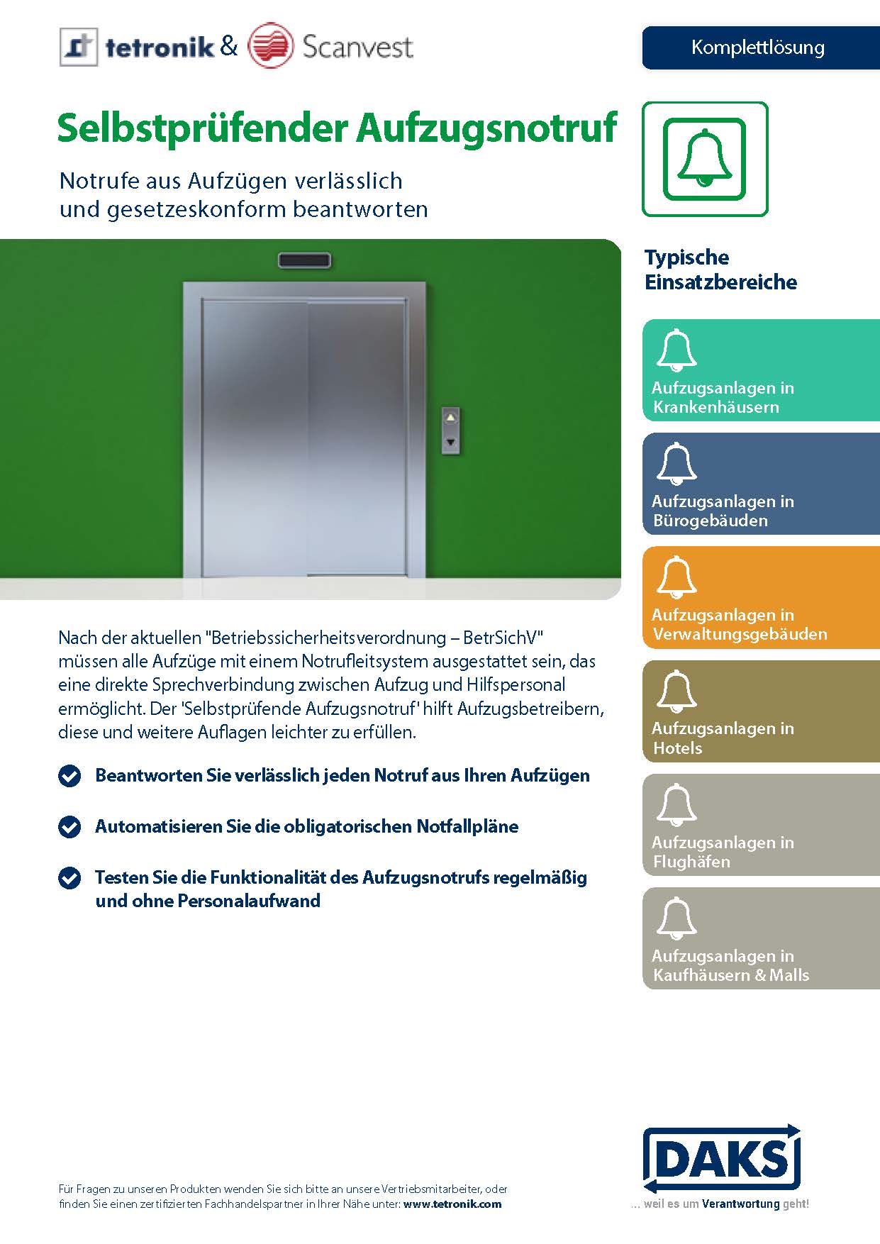 Vorschaubild Produktinfo Selbstprüfender Aufzugsnotruf