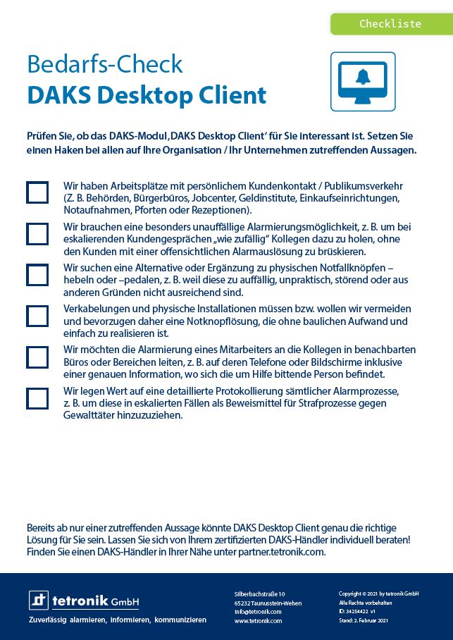 DAKS Mobile Client Produktinfo-Flyer