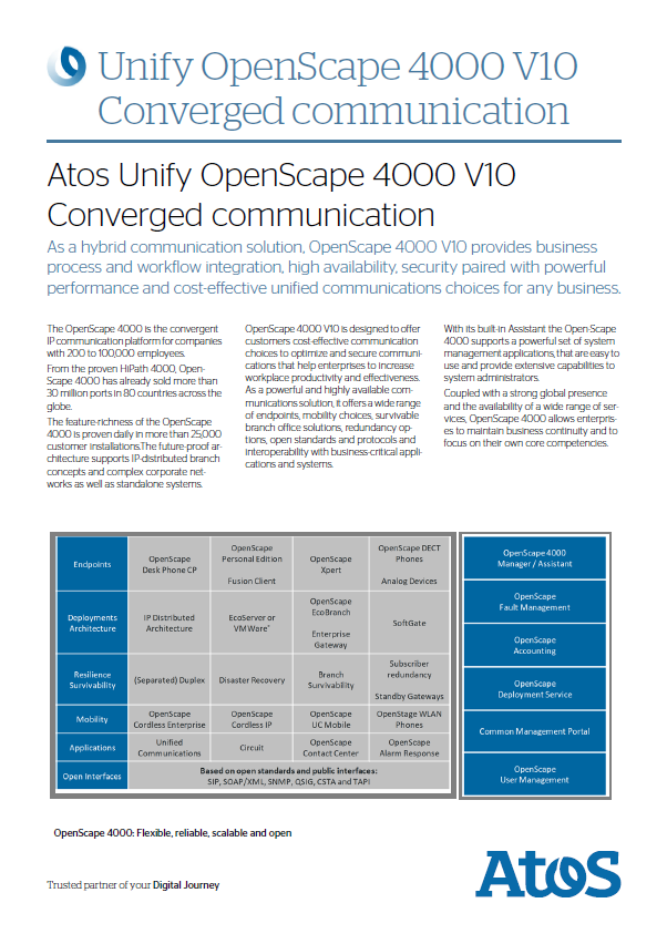 OpenScape 4000 V8 data sheet
