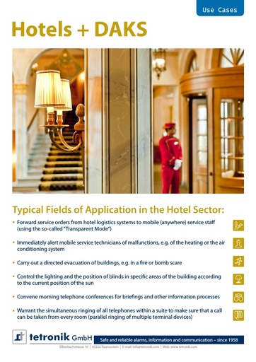 Examples of use in the Hotel Sector