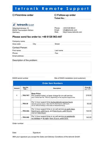 tetronik Remote Support form (fillable)
