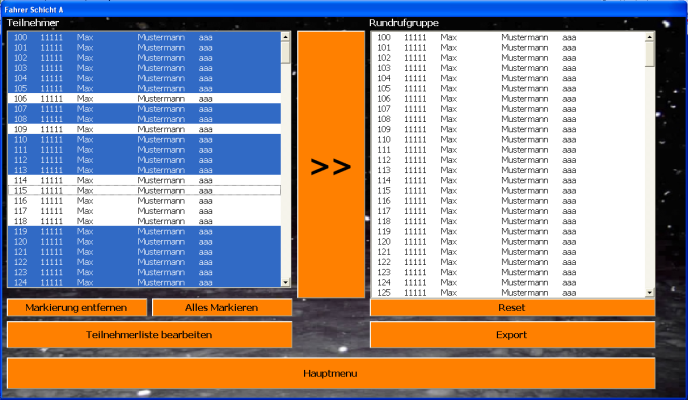 Screenshot der BSR-Anwenderoberfläche