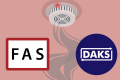Fire Alarm System and DAKS logo in front of a fire detector and rising smoke
