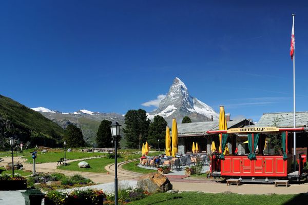 Riffelalp Railway with the Matterhorn in the background