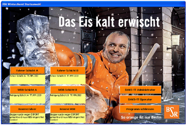 Screenshot of the BSR user interface